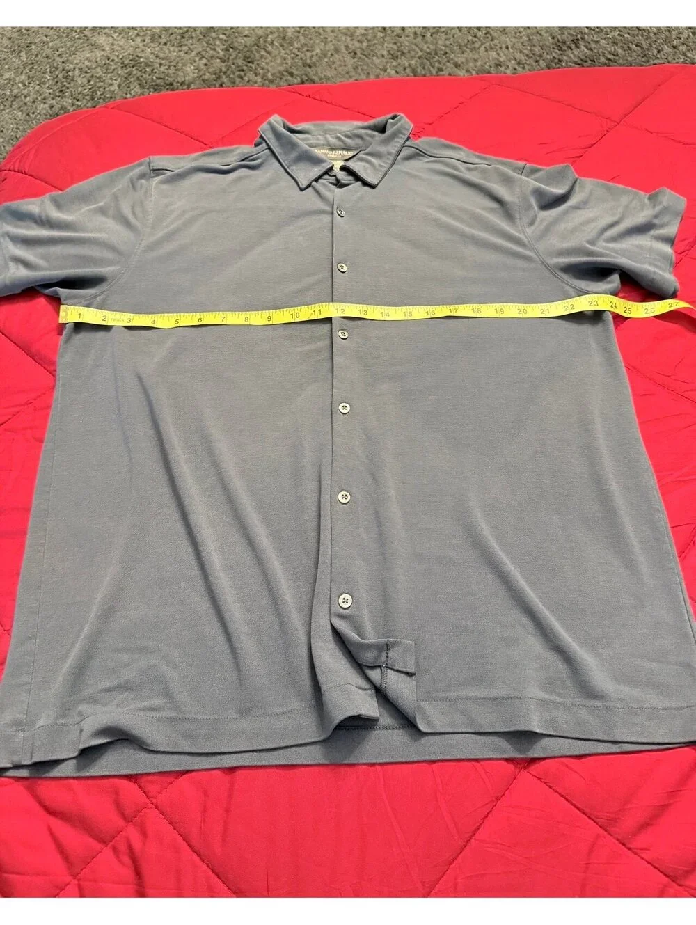 Banana Republic Stretch Men’s XL Performance Button Front Polo Shirt Navy Blue